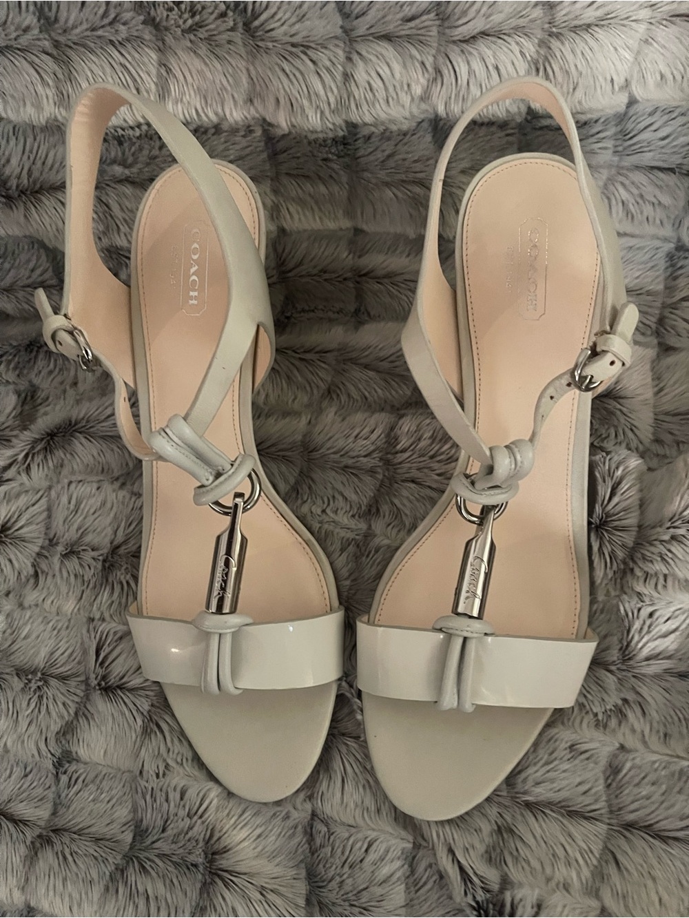 COACH GENESIS SOFT PATENT Slingback Sandals with Silver Hardware size 10M